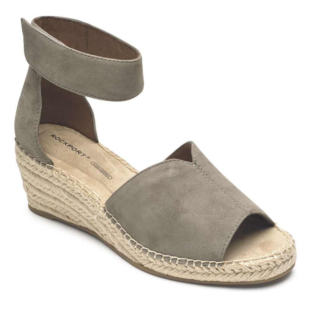 Sandálias Rockport Mulher Cinzentas - Marah Peep Toe Espadrille - 03261MCWF